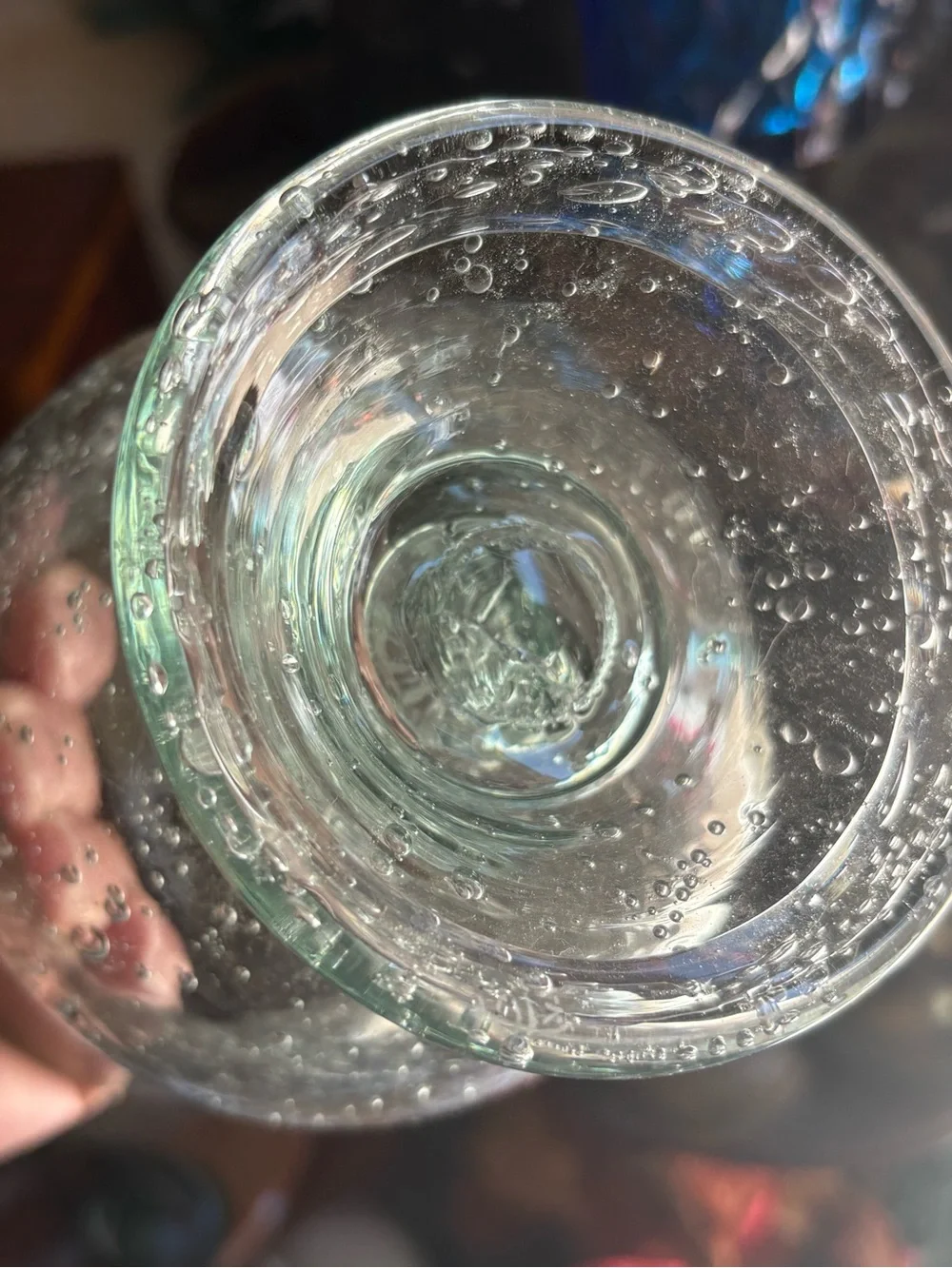 Clear Bubble Glass Hurricane Candle Holders - Set of 2